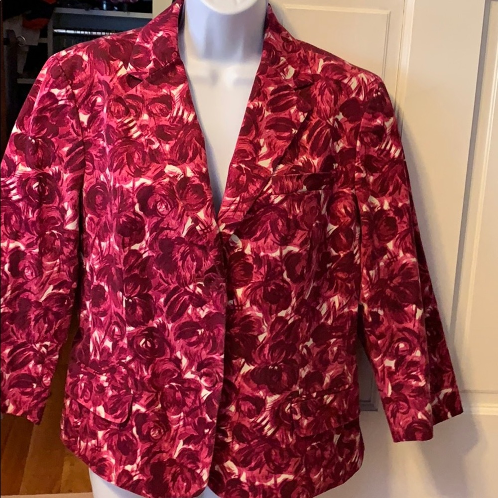 Talbots pink flowered lined blazer